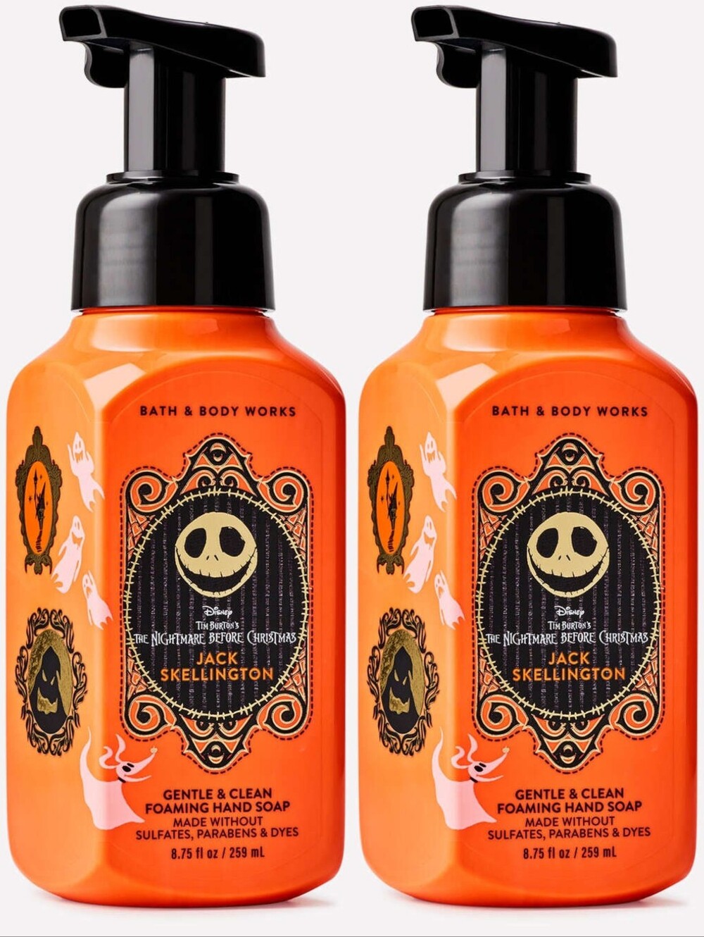 Bath & Body Works Jack Skellington Gentle & Clean Foaming Hand Soap Set of 2 NEW